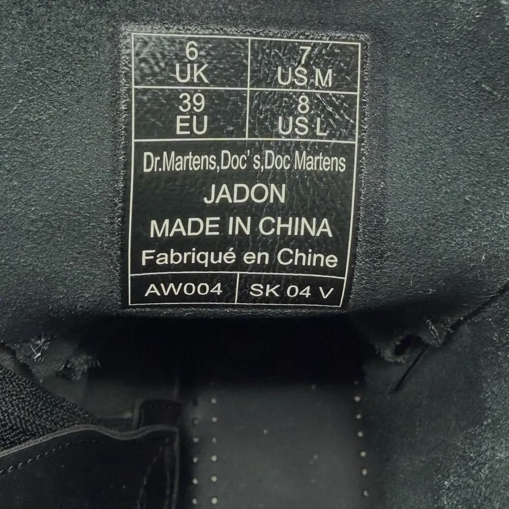 DR MARTENS Jadon Black Smooth Boots Size US 7 Side Zip Leather Platform